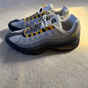 Nike Men’s Sneakers - White, Gray & Yellow Accents